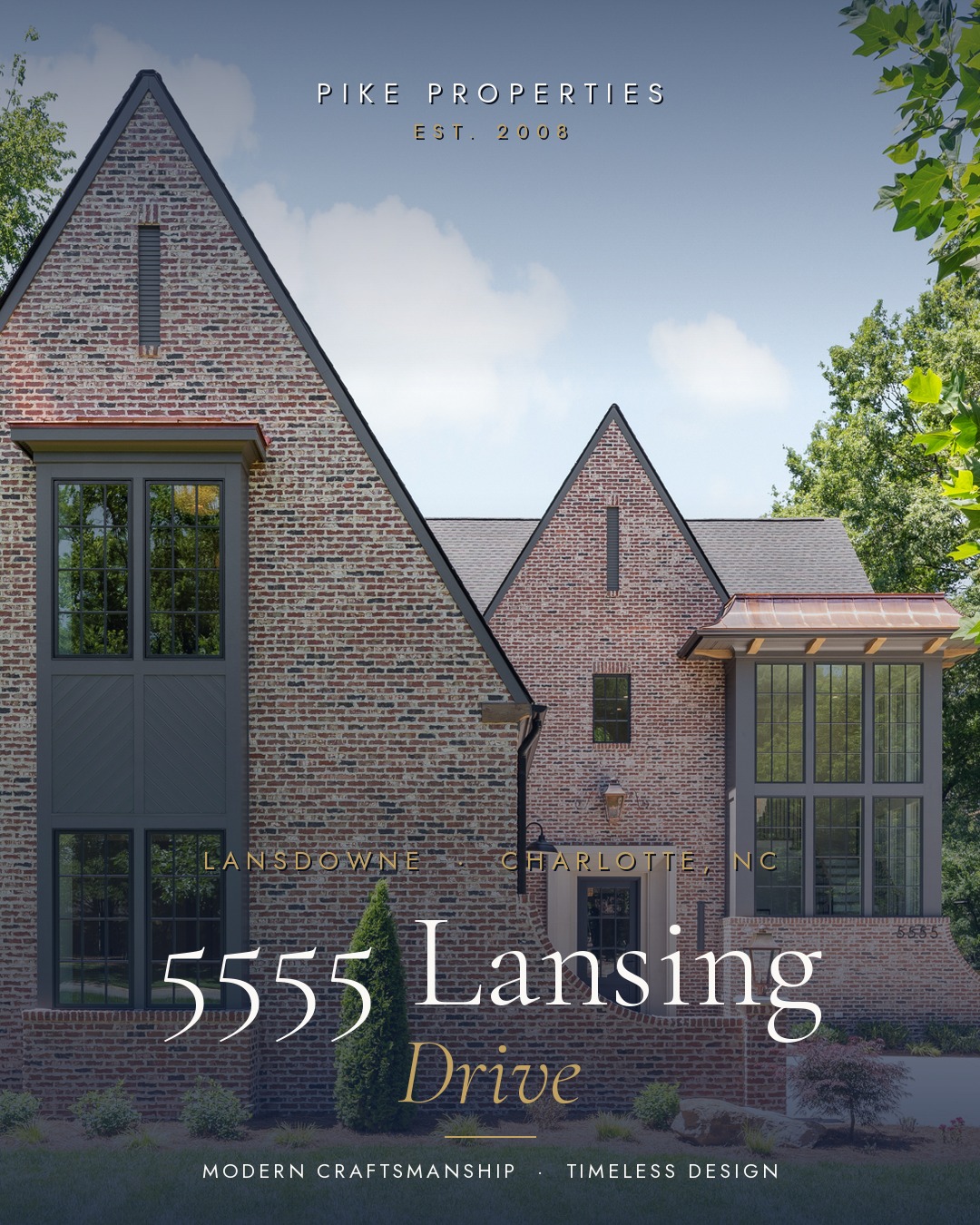 Some homes you notice. THIS ONE YOU REMEMBER!

5555 Lansing Drive — a courtyard-style residence in the heart of Lansdowne, one of Charlotte's most sought-after communities. Classic brickwork, steep slate gables, and a soaring two-story window bay that announces itself the moment you pull in.
Inside, 5,310 square feet flows with intention — beamed great room, a chef's kitchen built for real life, and open living that opens straight to the courtyard.
🧱 5 BD · 4 BA · 5,310 SF
🌳 Rare .56-acre homesite
📍 Lansdowne · Charlotte, NC
Private showings by appointment 👉 DM "LANSING" or call 704.332.3332
🏛️ Built by Pike Properties · Modern Craftsmanship, Timeless Design